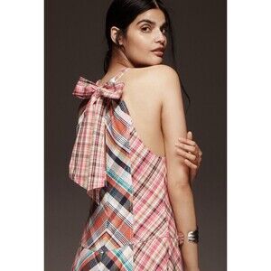 Anthropologie Pilcro Maxi Dress Pink Patchwork Halter Vacay Retro Boho XL NWT